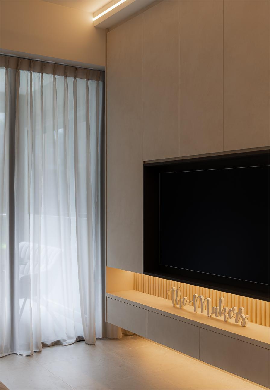 Modern Living Room with TV Console and TV