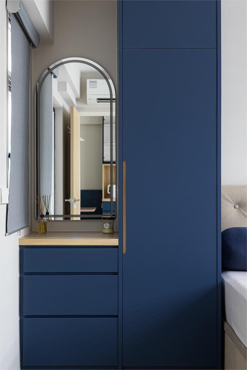 Modern Bedroom with Mirror and Wardrobe
