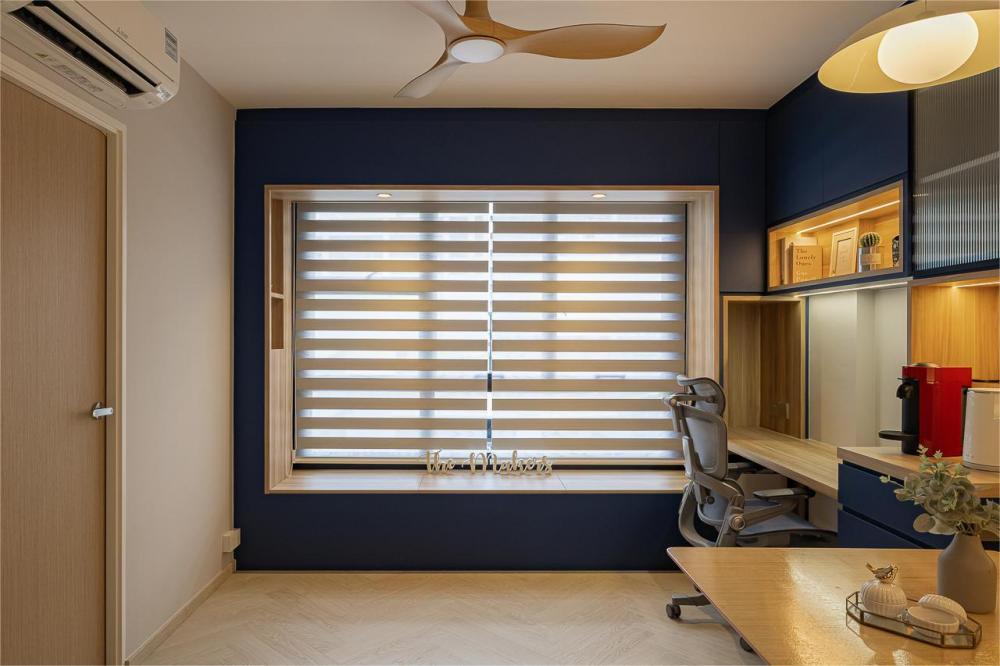 Modern Workstation with Bookshelf and Desk
