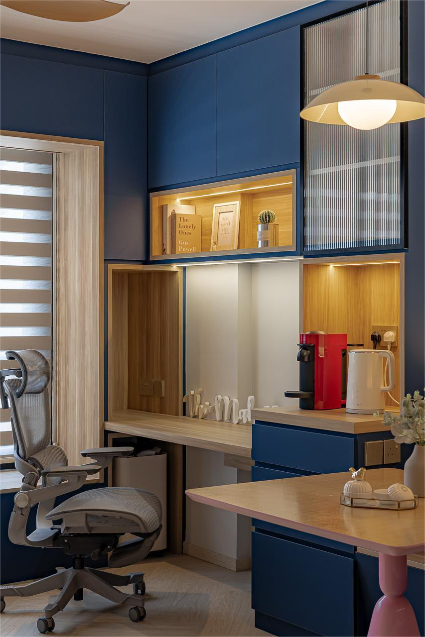 Modern Workstation with Desk Chairs and Small Storage
