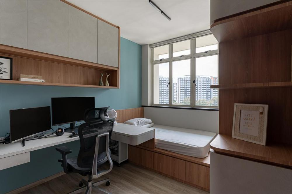 Modern Bedroom with Storage Cabinets and Bed
