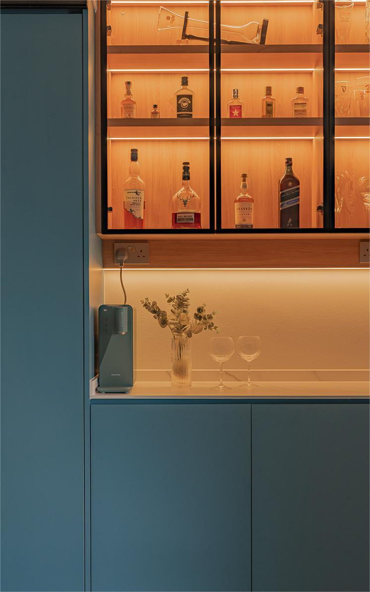 Modern Pantry with Drinkware and Display Cabinets