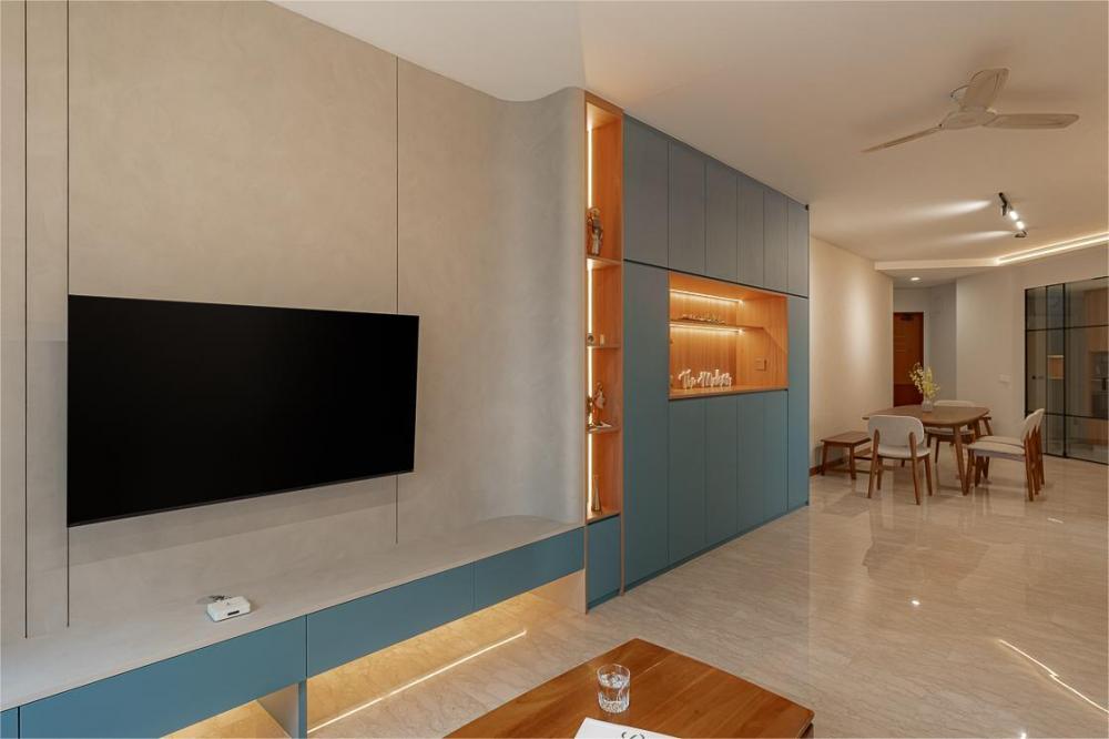 Modern Living Room with TV and Display Cabinets