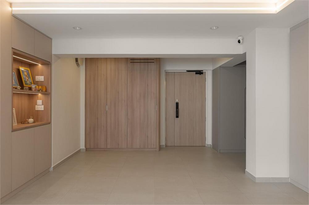 Minimalist Foyer with Display Cabinets and Shoe Cabinets