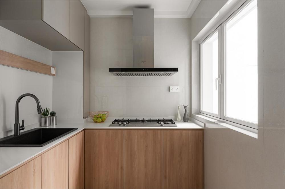 Minimalist Kitchen with Countertop and Kitchen Window