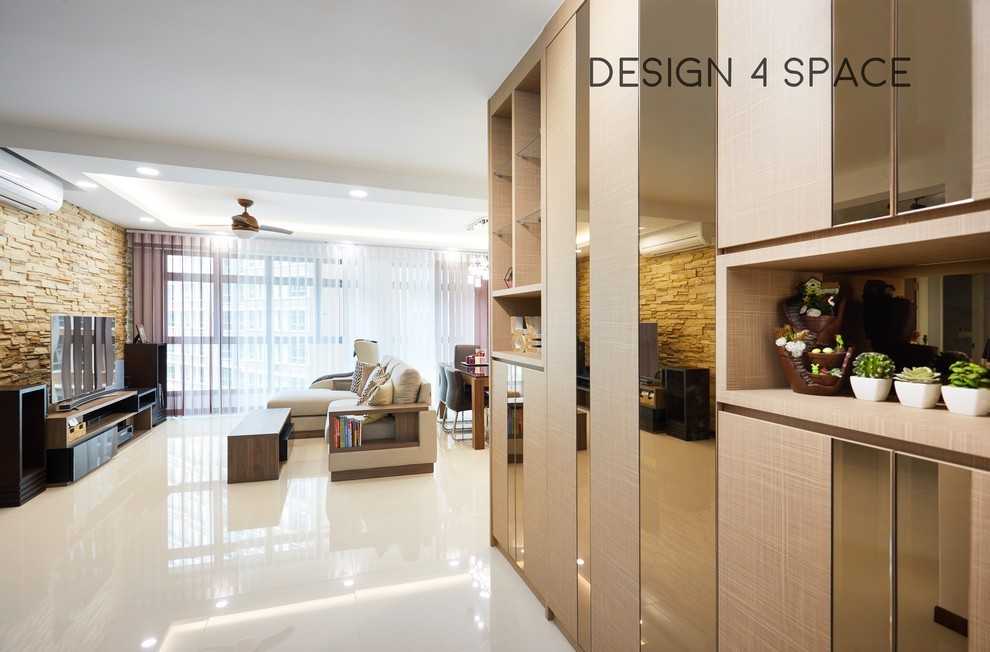 Contemporary Living Room with Wood Flooring and TV Console