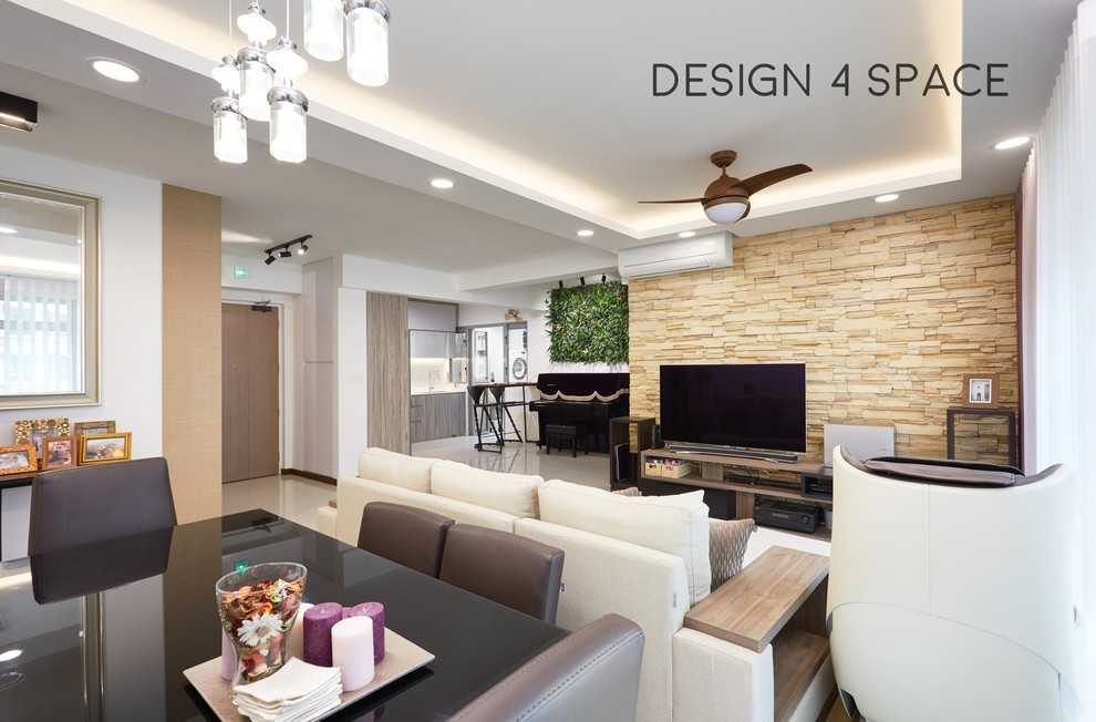Contemporary Living Room with Vinyl Flooring and TV Console
