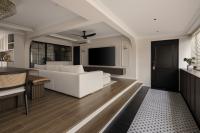 Modern Living Room at A jumbo flat reworked for multi-gen living