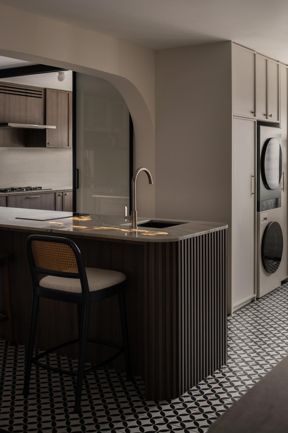 Modern Kitchen with Countertop and Vinyl Flooring