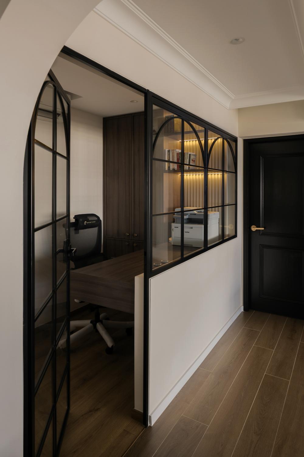 Modern Study with Bookshelf and Storage Cabinets