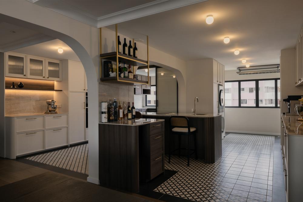 Modern Kitchen with Countertop and Kitchen Island