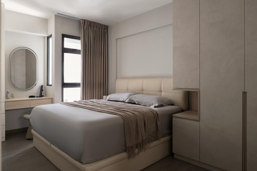Scandinavian Bedroom with Vinyl Flooring and Wardrobe