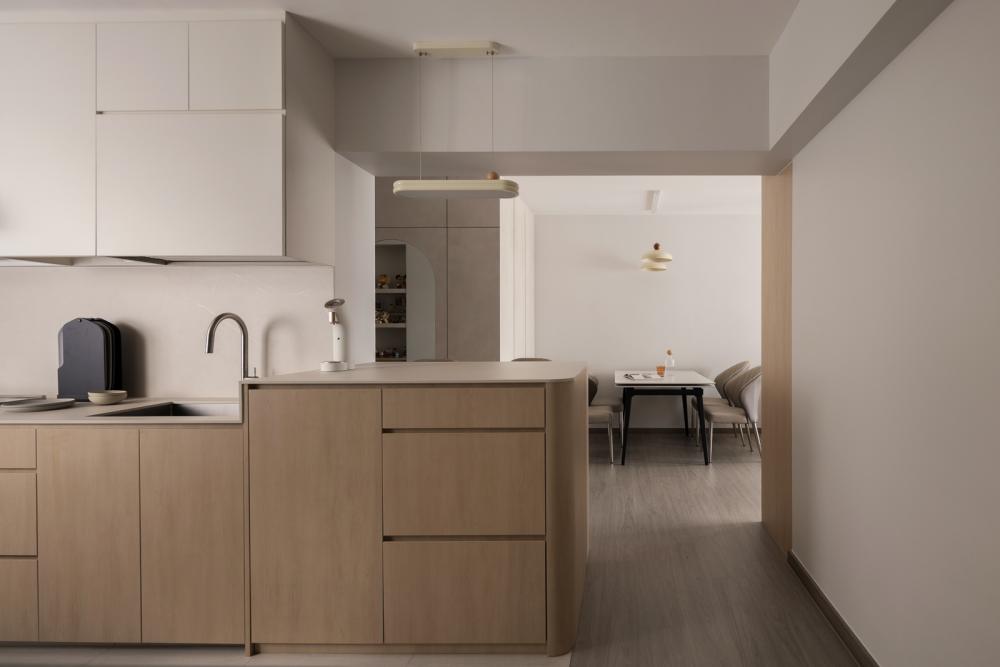 Scandinavian Kitchen with Countertop and Kitchen Island