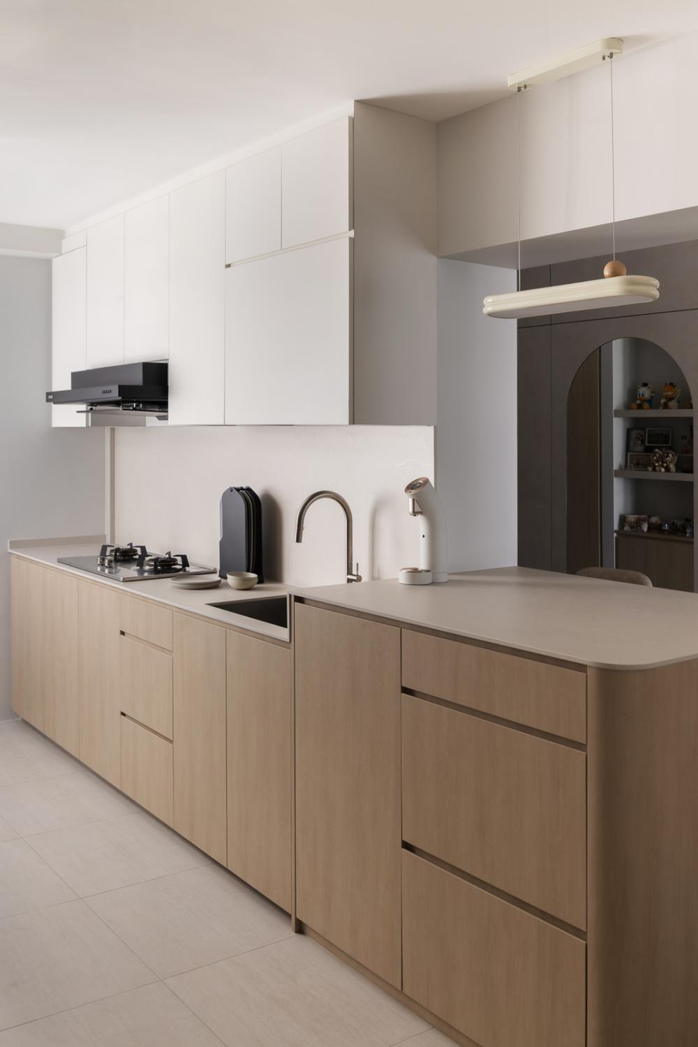 Scandinavian Kitchen with Countertop and Kitchen Island
