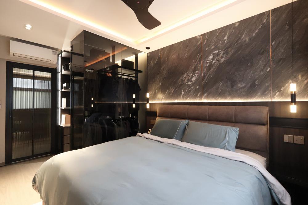 Modern Bedroom with Ceiling Light and Wardrobe