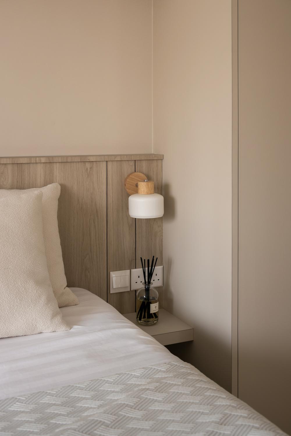 Minimalist Bedroom with Built-in Bed and Bedside Table