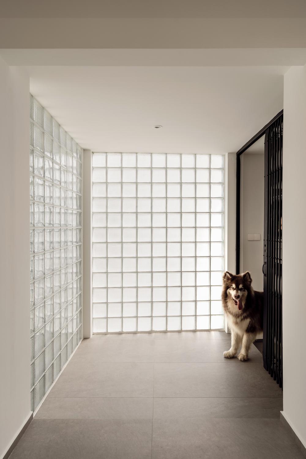 Vintage Hallway with Bookshelf and Homogeneous Tiles