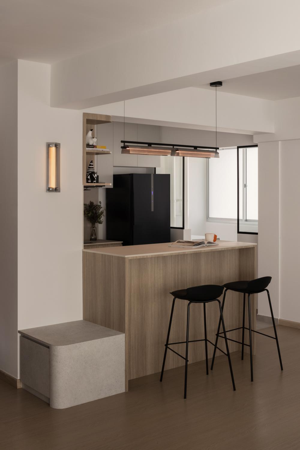 Minimalist Kitchen with Countertop and Vinyl Flooring
