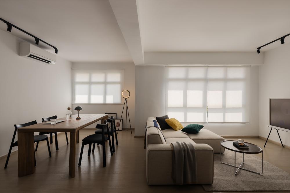 Minimalist Living Room with Vinyl Flooring and Sofa