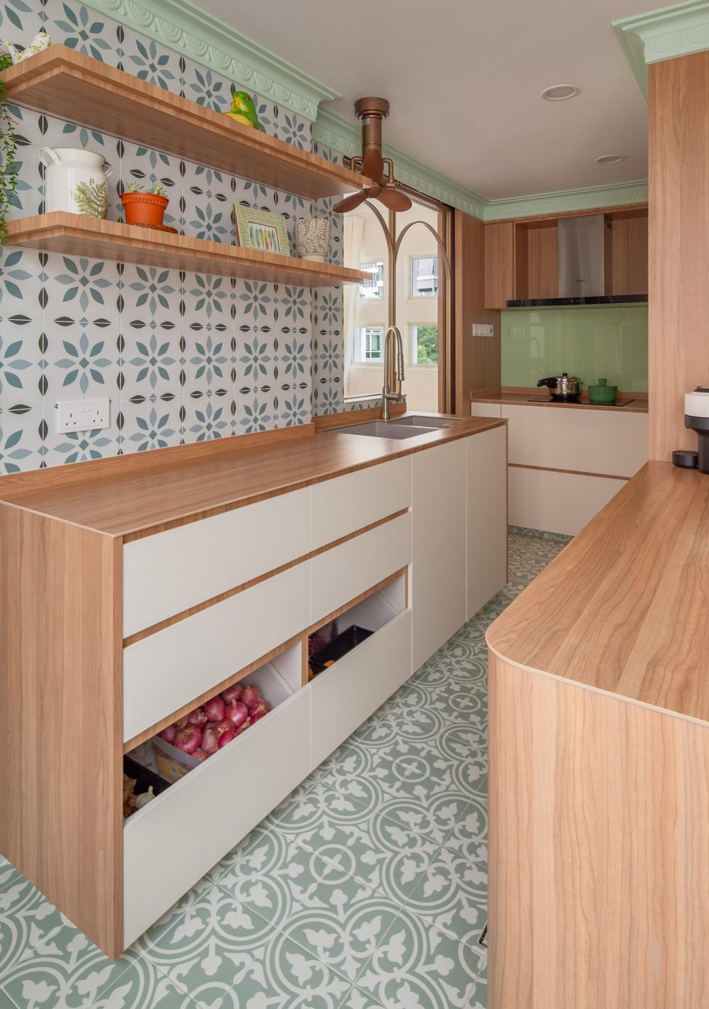 Eclectic Kitchen with Countertop and Kitchen Window