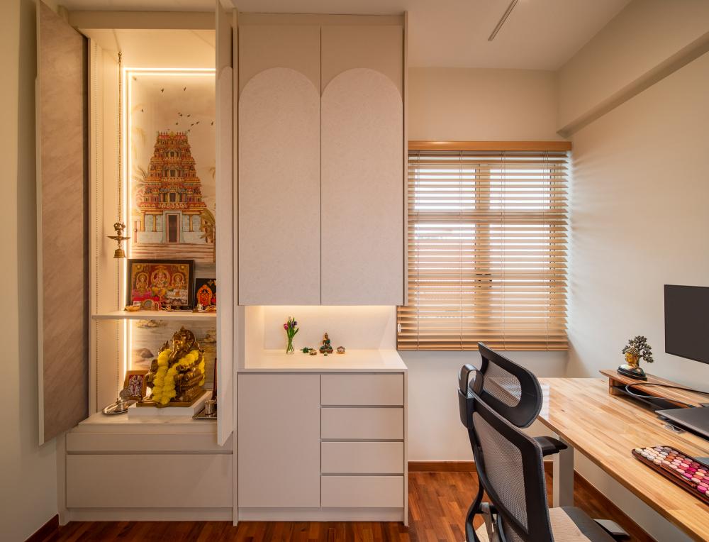 Eclectic Bedroom with Bookshelf and Parquet Floor