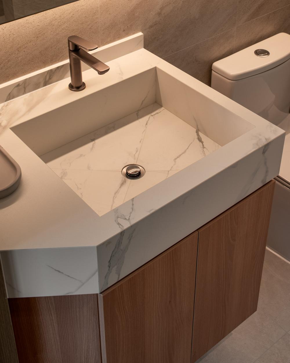 Minimalist Bathroom with Countertop and Mirror