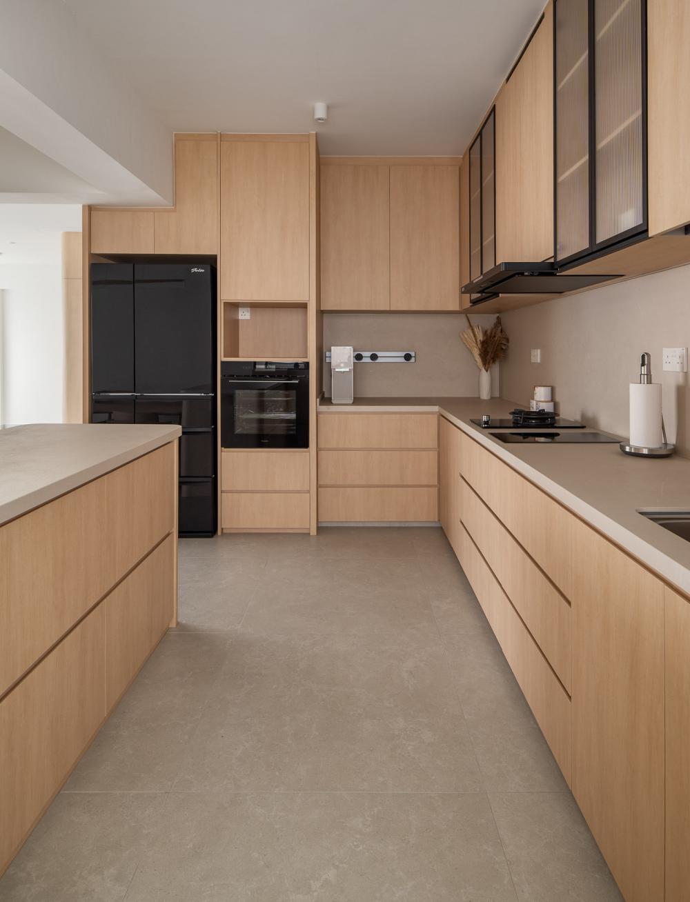 Scandinavian Kitchen with Countertop and Kitchen Island