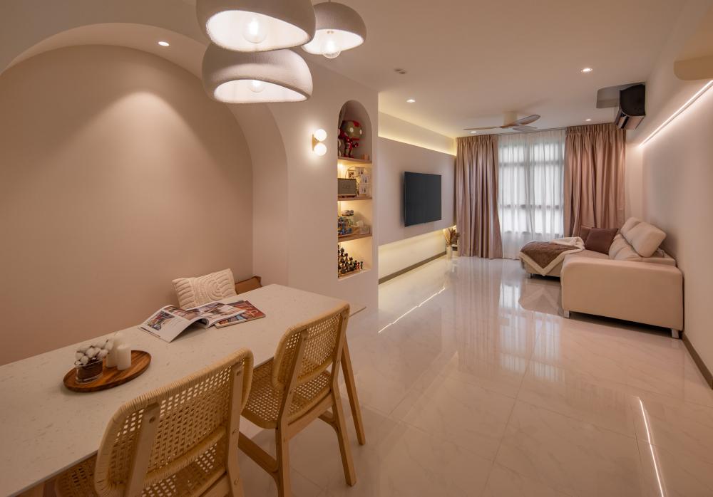 Minimalist Living Room with Settee and Feature Wall