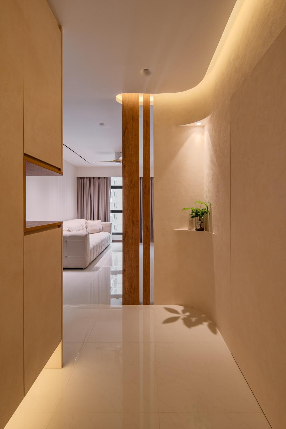 Contemporary Foyer with Feature Wall and Artwork