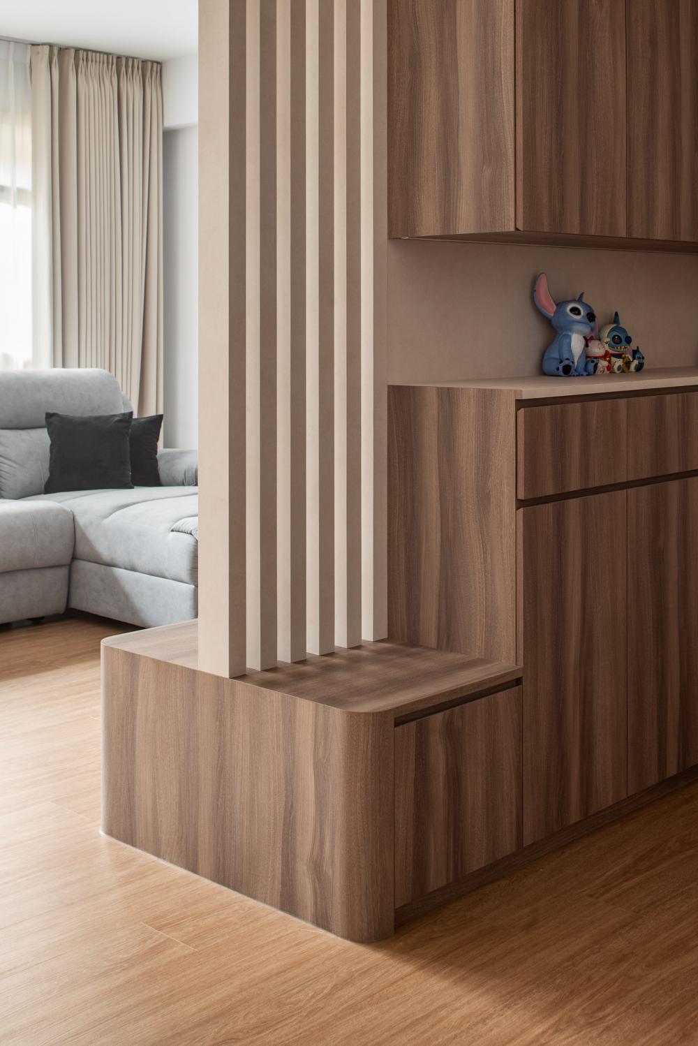 Contemporary Foyer with Settee and TV Console