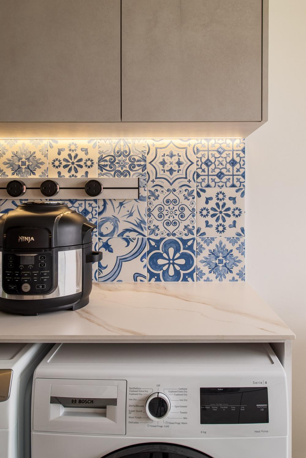 Country Kitchen with Countertop and Homogeneous Tiles