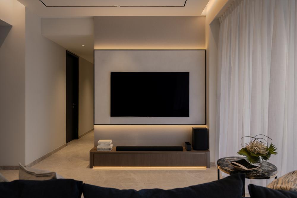 Modern Living Room with TV Console and Feature Wall