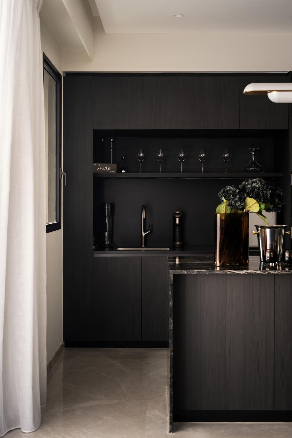 Modern Kitchen with Countertop and Kitchen Window