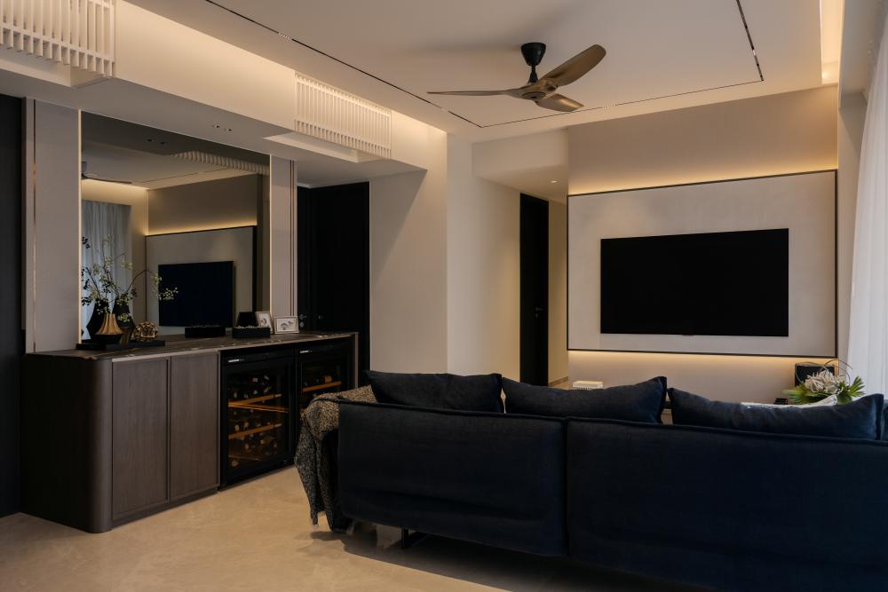 Modern Living Room with TV Console and Feature Wall