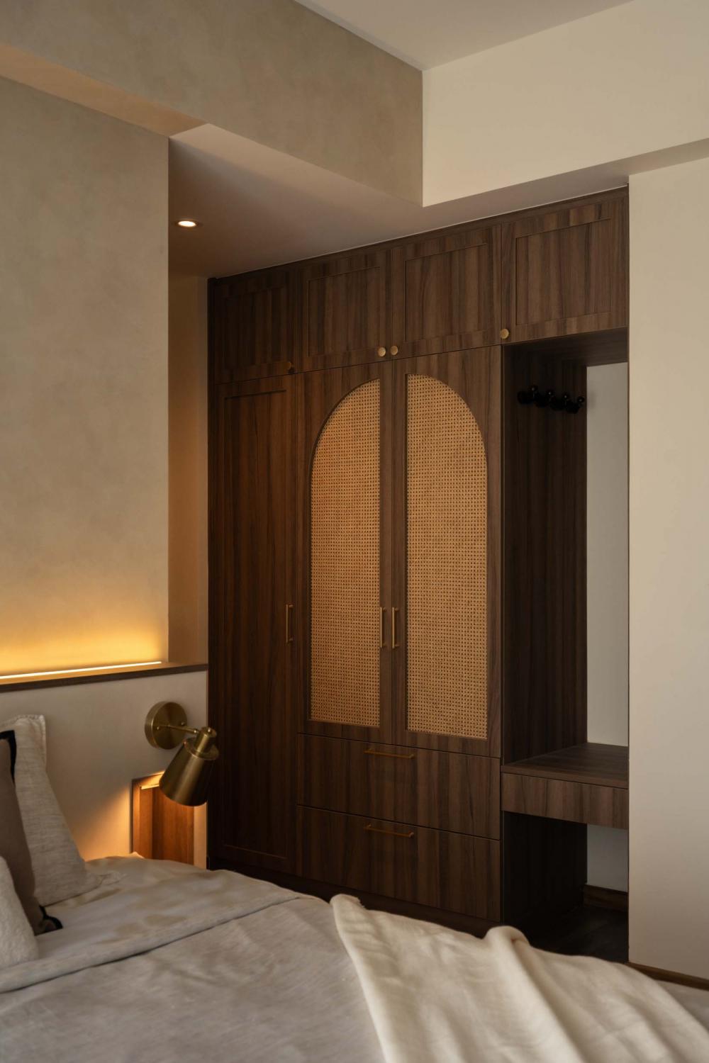 Contemporary Bedroom with Wardrobe and Open Storage