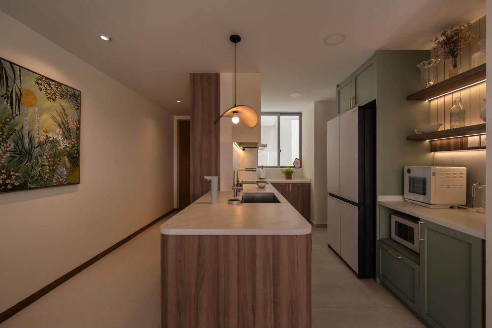Contemporary Kitchen with Countertop and Kitchen Island