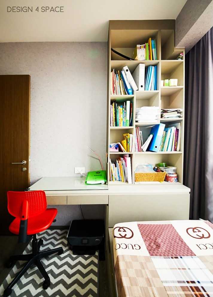 Modern Bedroom with Platform Bed and Homogeneous Tiles