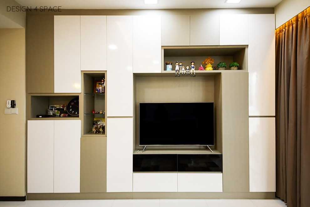 Modern Living Room with Granite Floor and TV Console