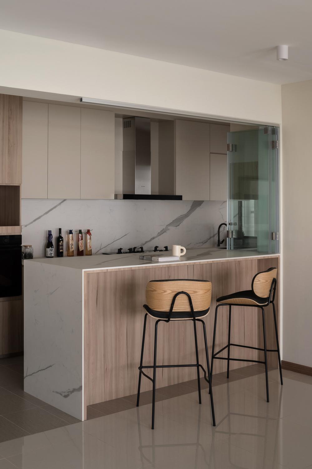 Contemporary Kitchen with Countertop and Kitchen Window