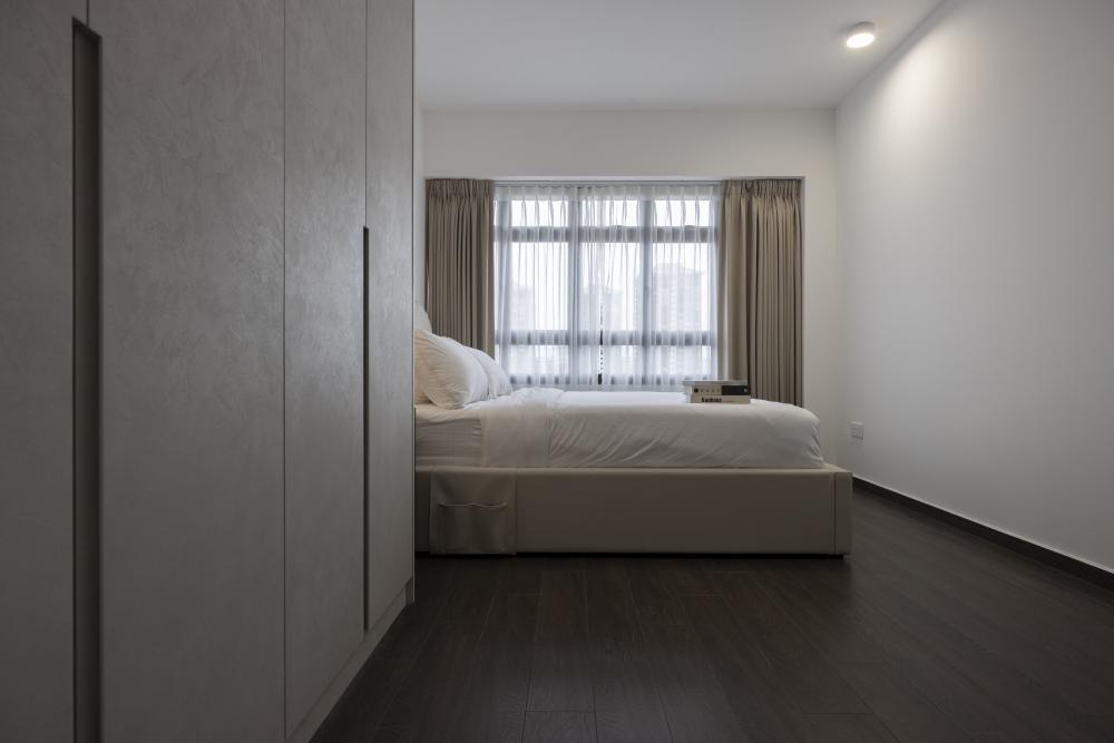 Contemporary Bedroom with Drop Ceiling and Built-in Bed