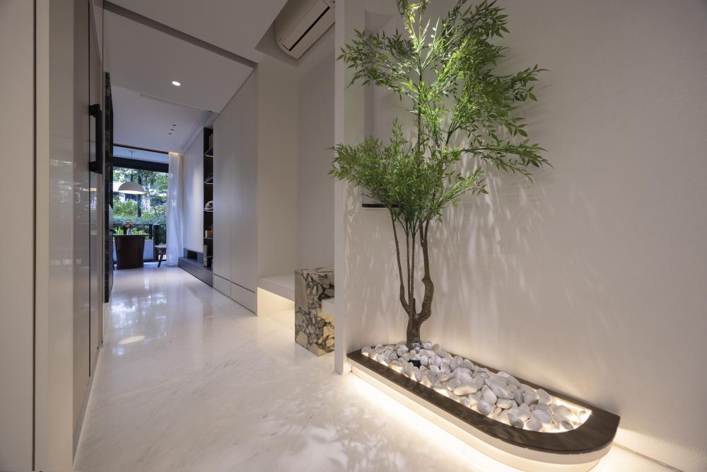 Contemporary Living Room with Feature Wall and Sofa