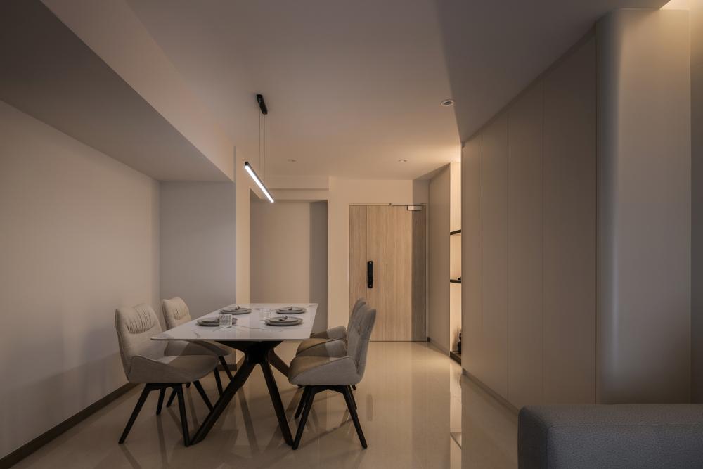 Contemporary Dining Room with Cove Lighting and Dining Table