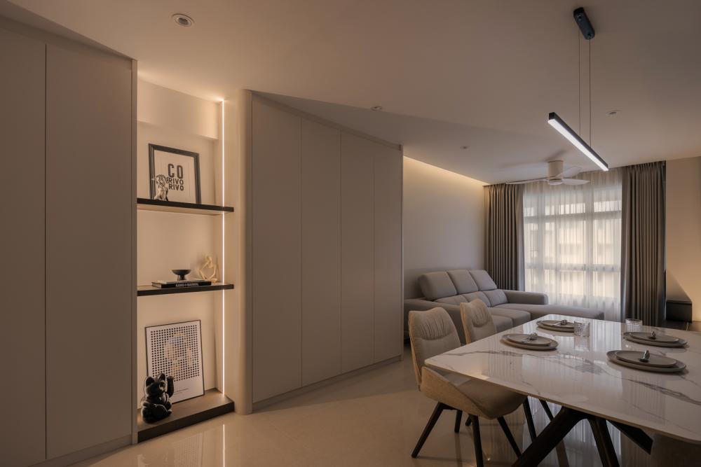 Contemporary Living Room with Cove Lighting and Sofa