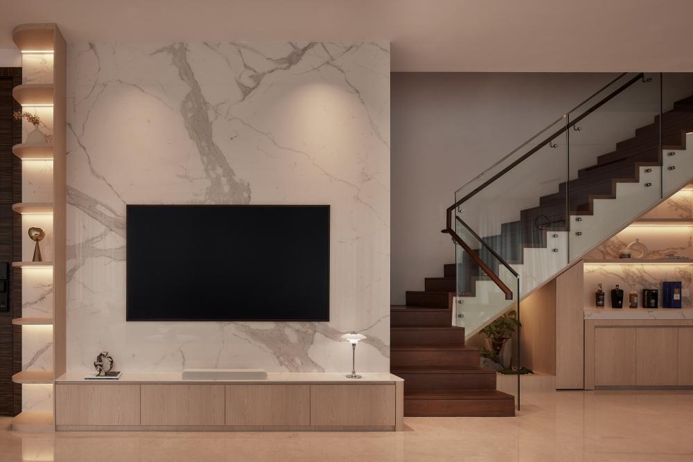 Modern Living Room with Feature Wall and TV