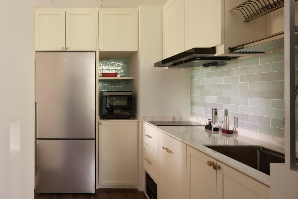 Asian Kitchen with Countertop and Breakfast Counter