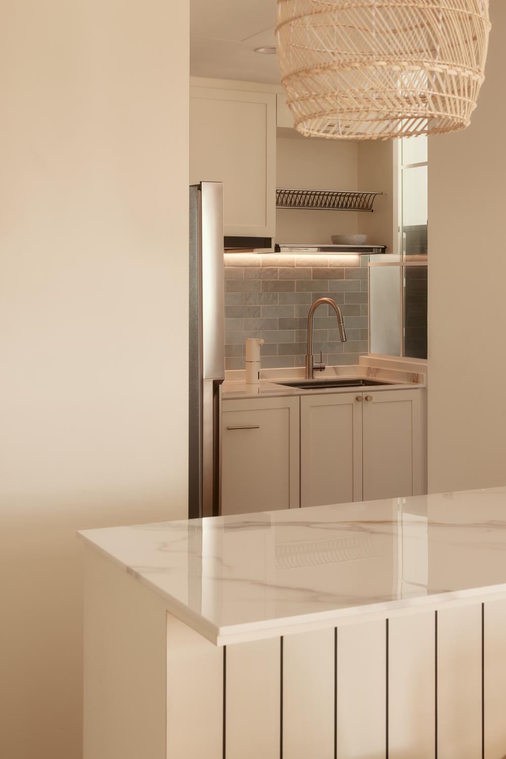 Asian Kitchen with Countertop and Breakfast Counter