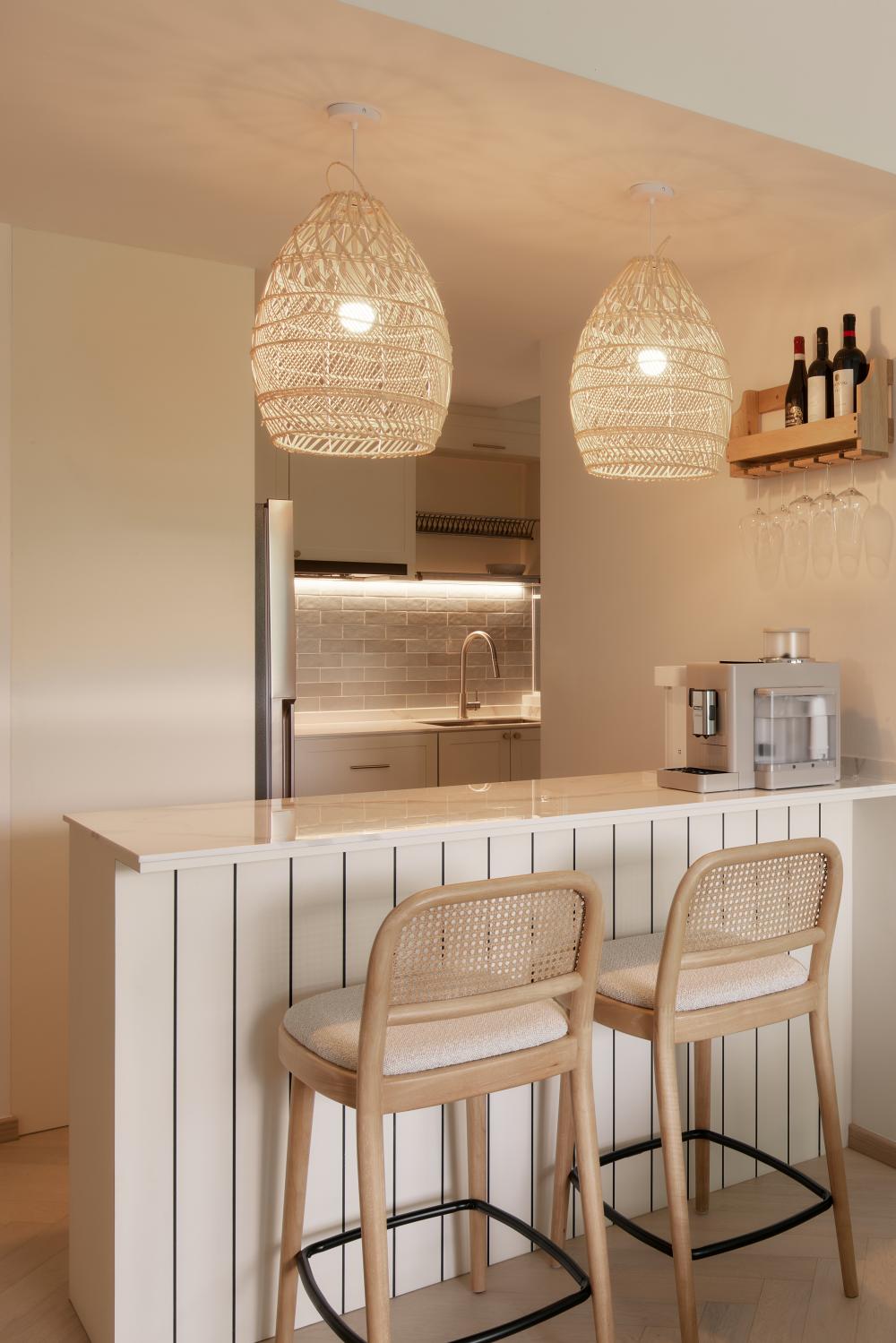 Asian Kitchen with Countertop and Parquet Floor