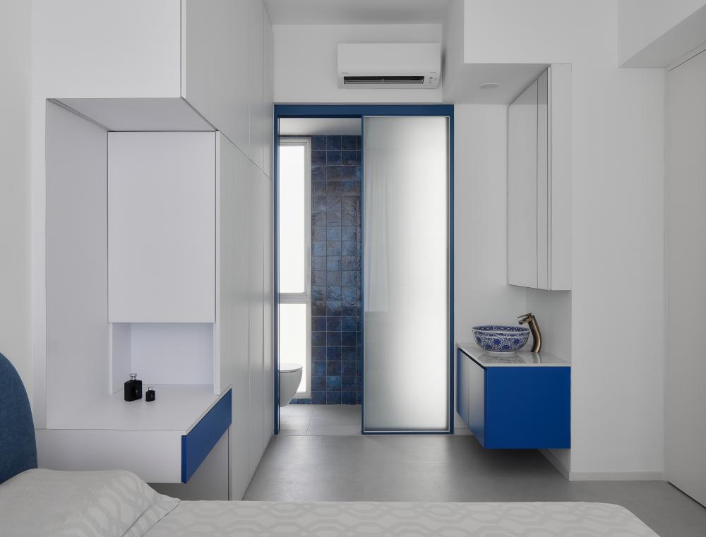 Modern Bedroom with Wardrobe and Bedside Table