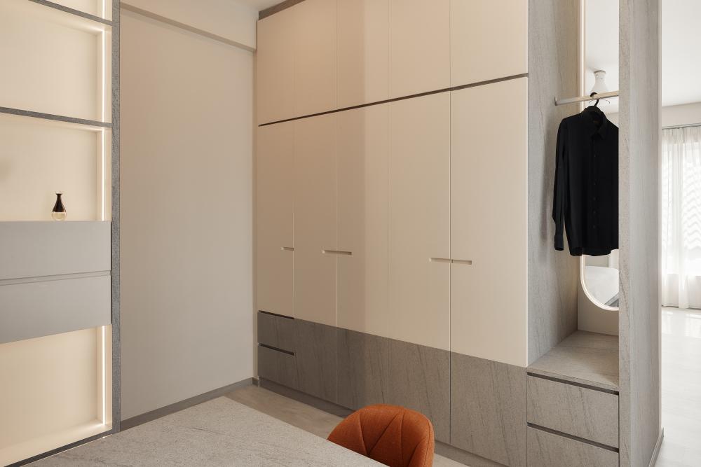Asian Bedroom with Mirror and Wardrobe