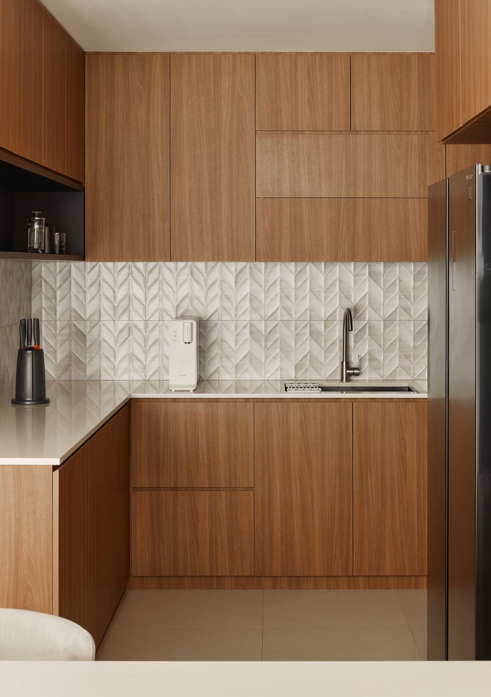 Asian Kitchen with Countertop and Cupboard